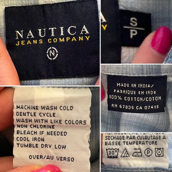 Nautica Jeans Co Mens Plaid Short Sleeved Button Down Shirt size S with Pocket - Picture 5 of 7
